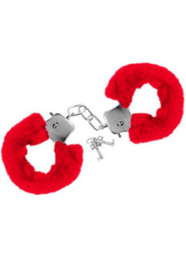 Menottes fourrure rouges de poignets avec sécurité - CC5140030030